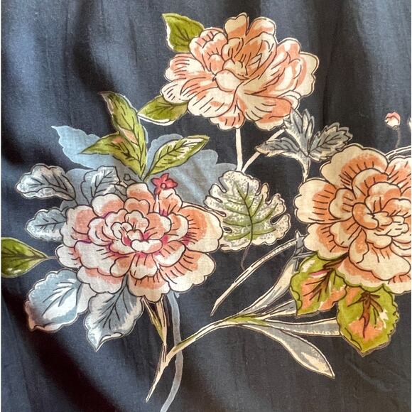 Angie Charcoal Gray Floral Tie Waist Pants Womens Small High Waisted Wide Legs - Picture 4 of 11